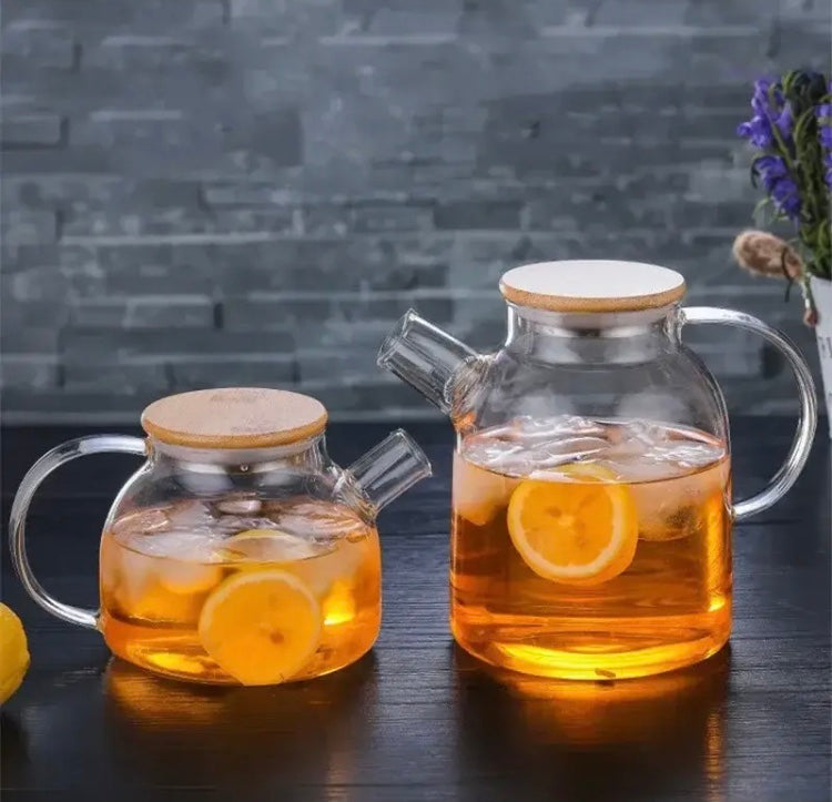 Transparent Glass Teapot With Bamboo Lid, Heat Resistant Large Capacity Teapot, Classic Tea Kettle For Coffee Tea Transparent Glass Teapot With Bamboo Lid, Heat Resistant Large Capacity Teapot, Classic Tea Kettle For Coffee Tea